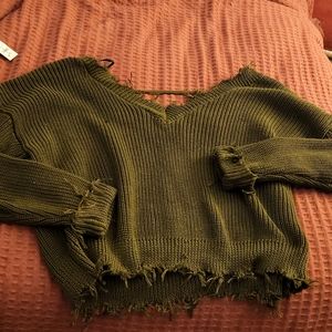 Olive green sweater S